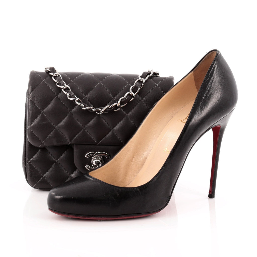 Square Classic Single Flap Bag Quilted Lambskin Mini