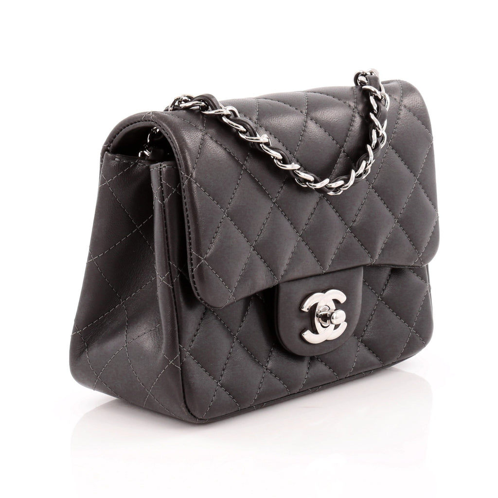 Square Classic Single Flap Bag Quilted Lambskin Mini