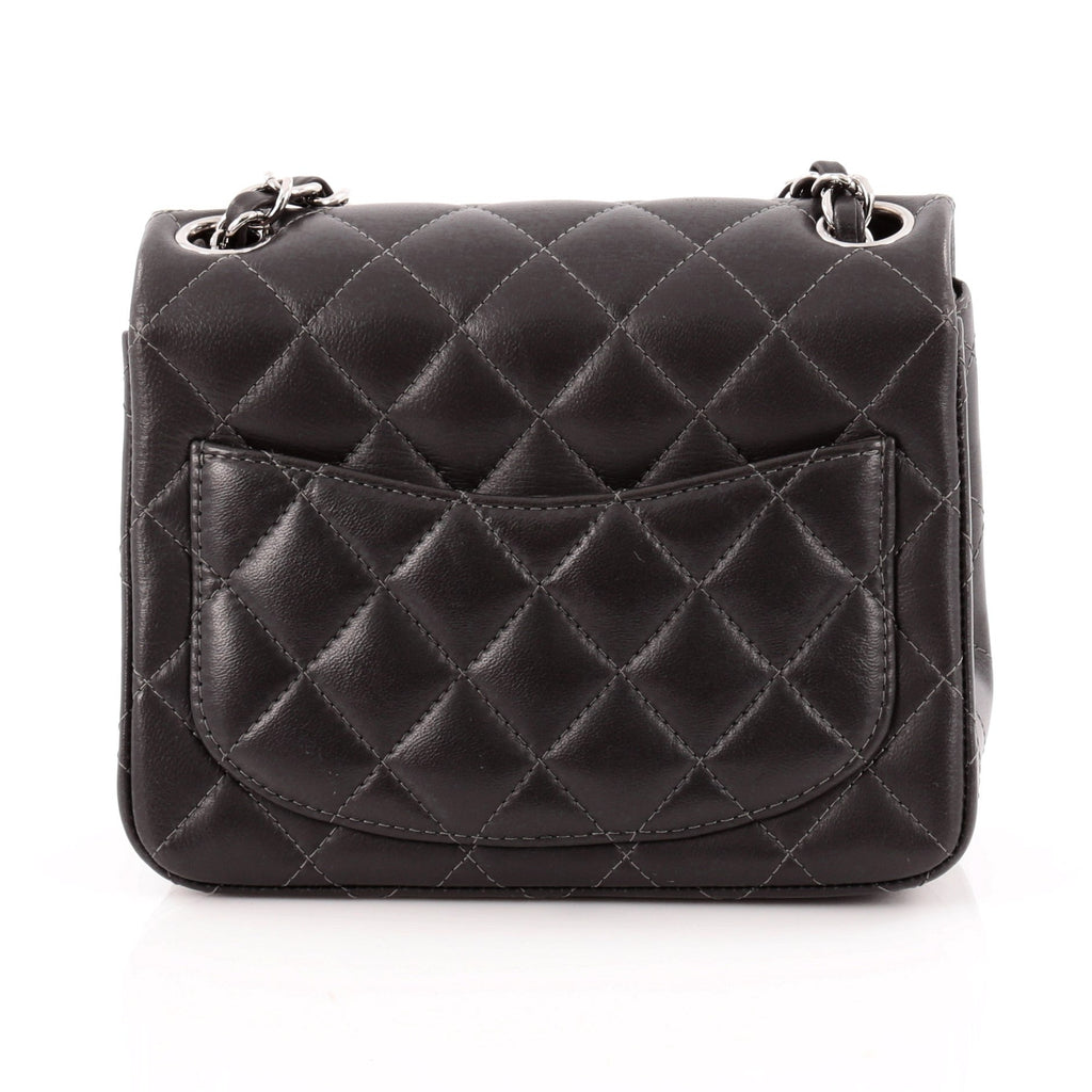 Square Classic Single Flap Bag Quilted Lambskin Mini