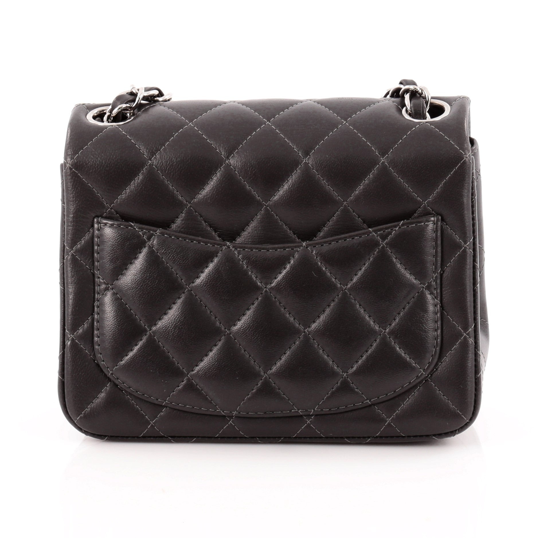 Square Classic Single Flap Bag Quilted Lambskin Mini