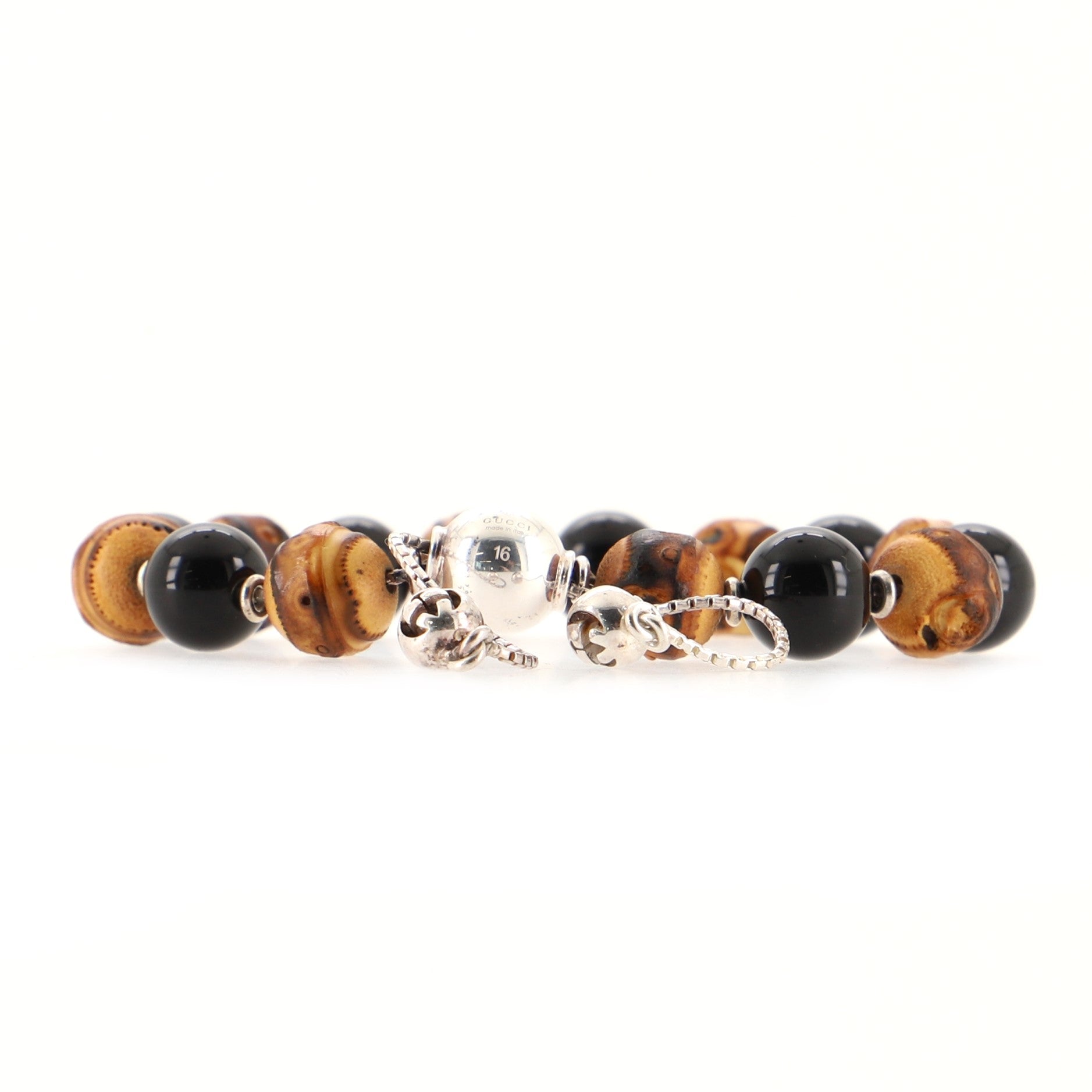 Adjustable Bracelet Sterling Silver with Bamboo and Beads