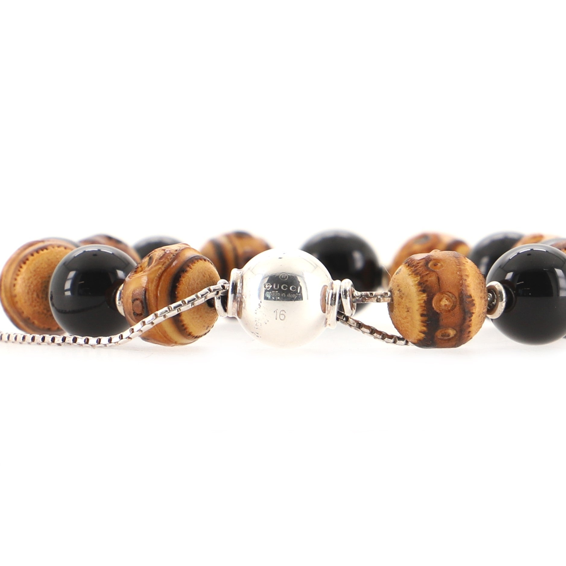 Adjustable Bracelet Sterling Silver with Bamboo and Beads