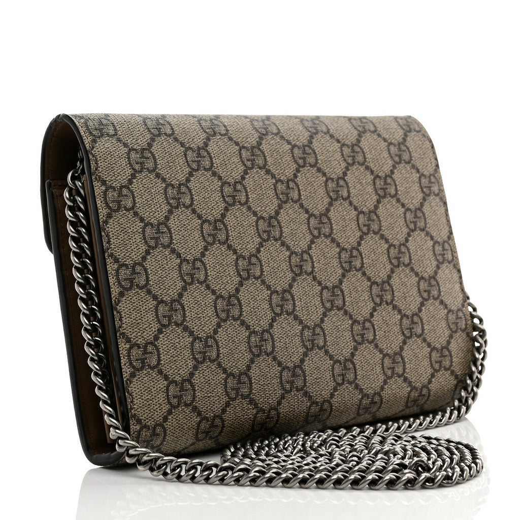 GG Supreme Monogram Mini Dionysus Chain Wallet Beige Taupe