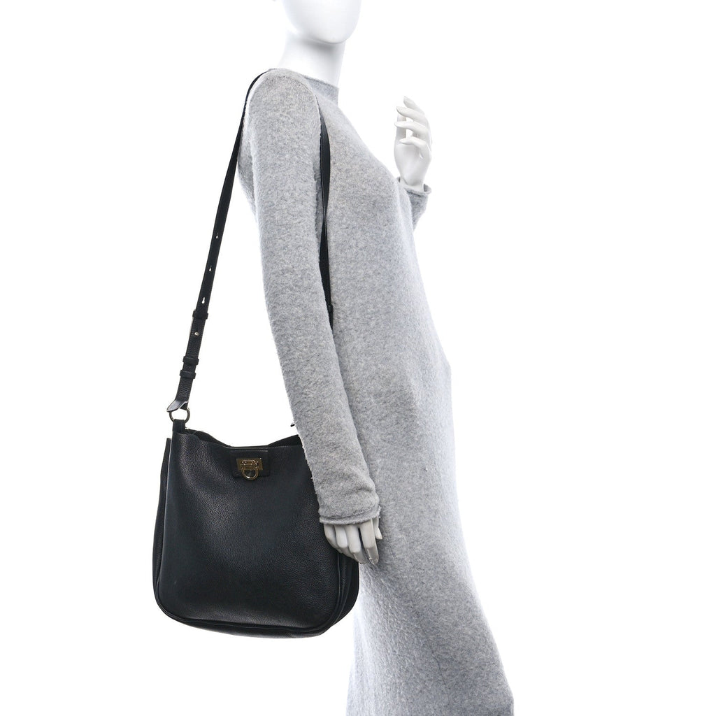 Calfskin Reverse Hobo Black