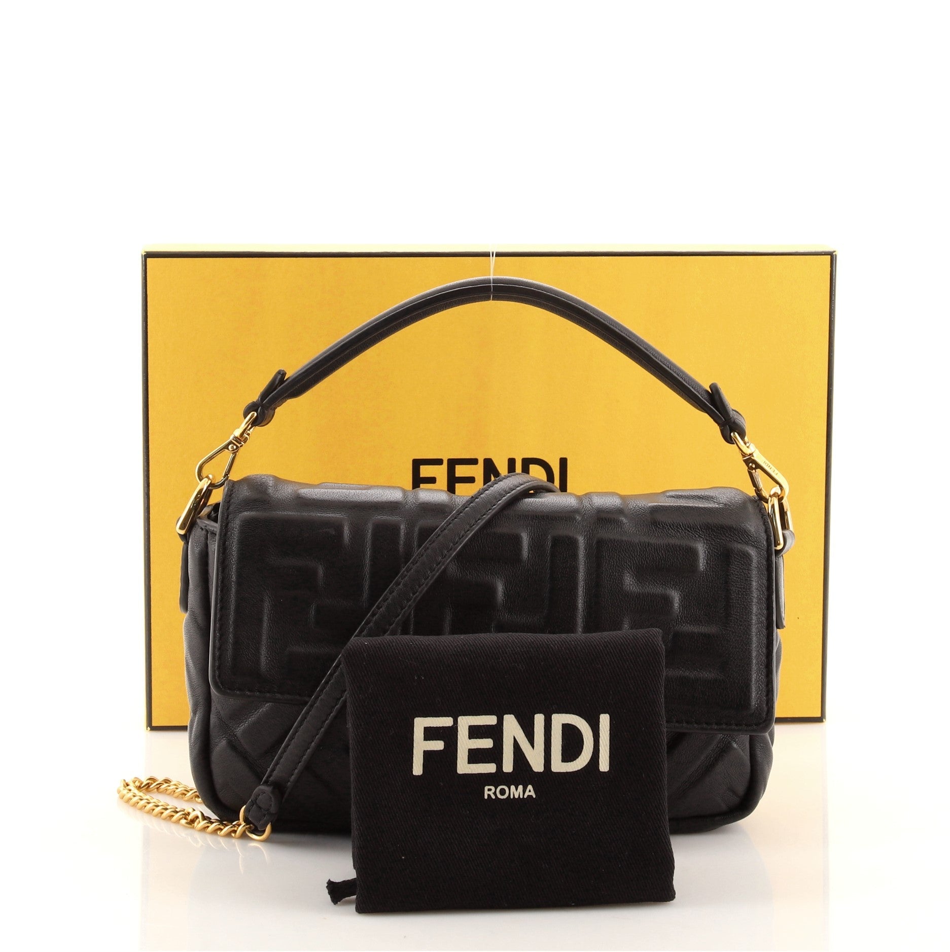 Baguette NM Bag Zucca Embossed Leather Mini
