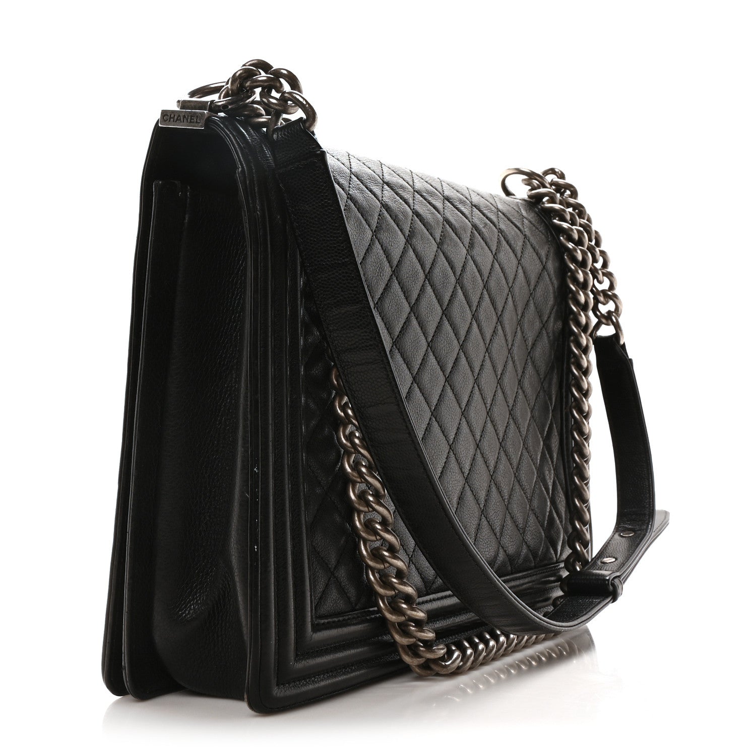 Caviar Quilted Large Boy Flap Black