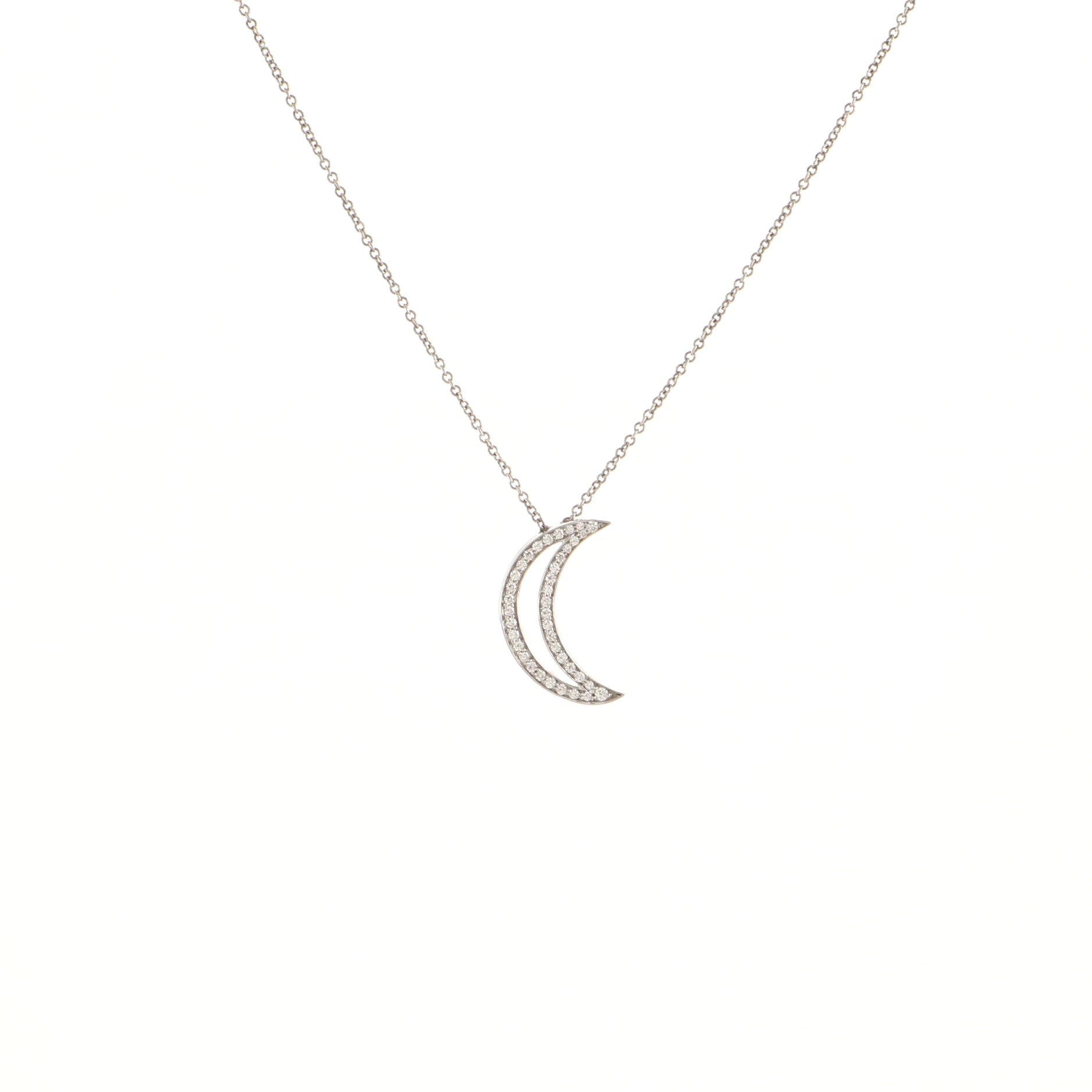 Moon Pendant Necklace Platinum with Diamonds
