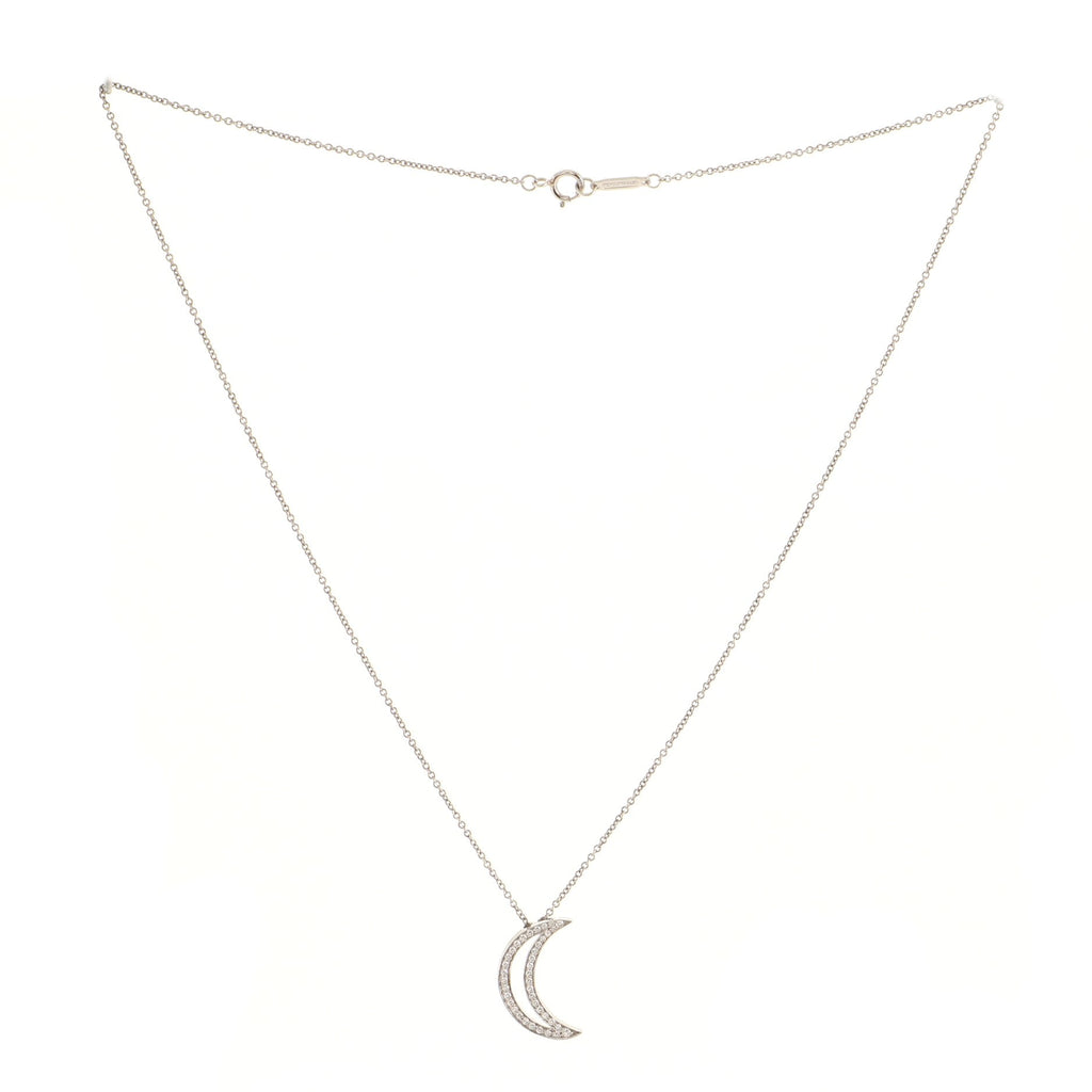 Moon Pendant Necklace Platinum with Diamonds