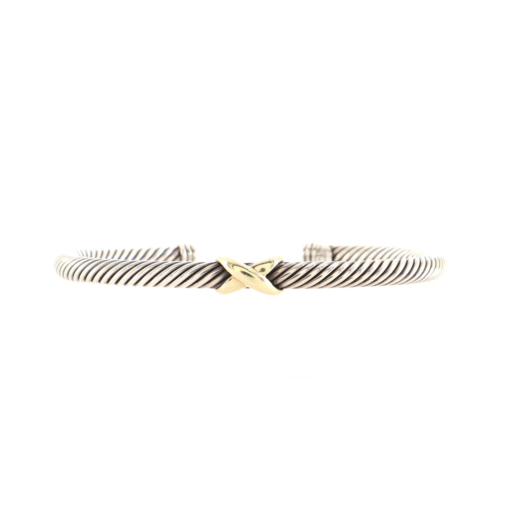 X Cable Bracelet Sterling Silver with 18K Yellow Gold 4mm