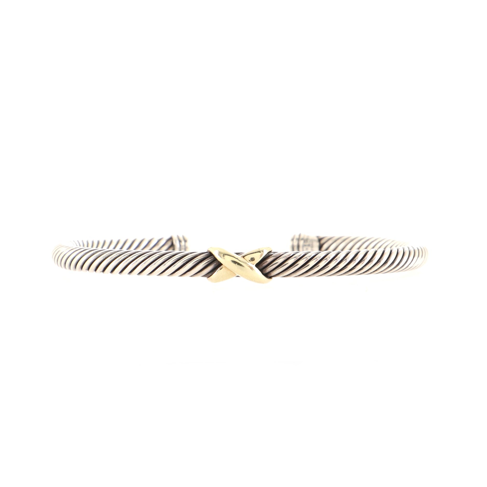 X Cable Bracelet Sterling Silver with 18K Yellow Gold 4mm