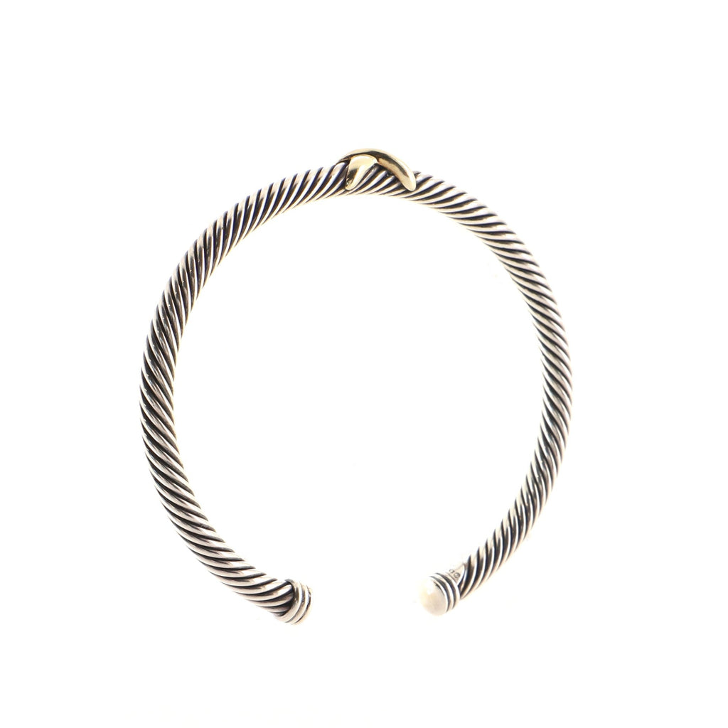 X Cable Bracelet Sterling Silver with 18K Yellow Gold 4mm