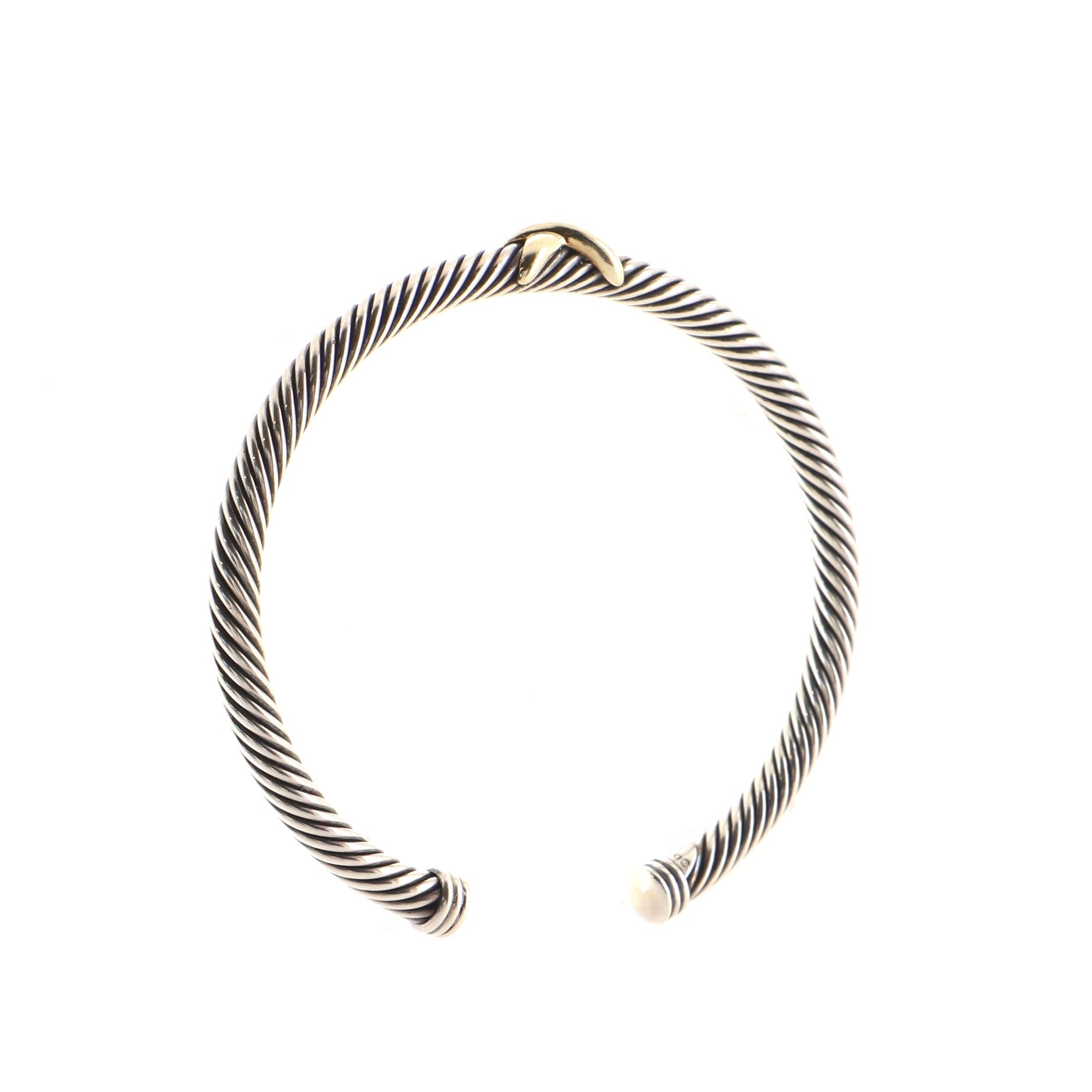 X Cable Bracelet Sterling Silver with 18K Yellow Gold 4mm