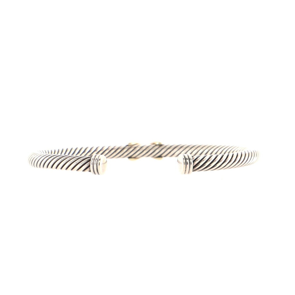 X Cable Bracelet Sterling Silver with 18K Yellow Gold 4mm