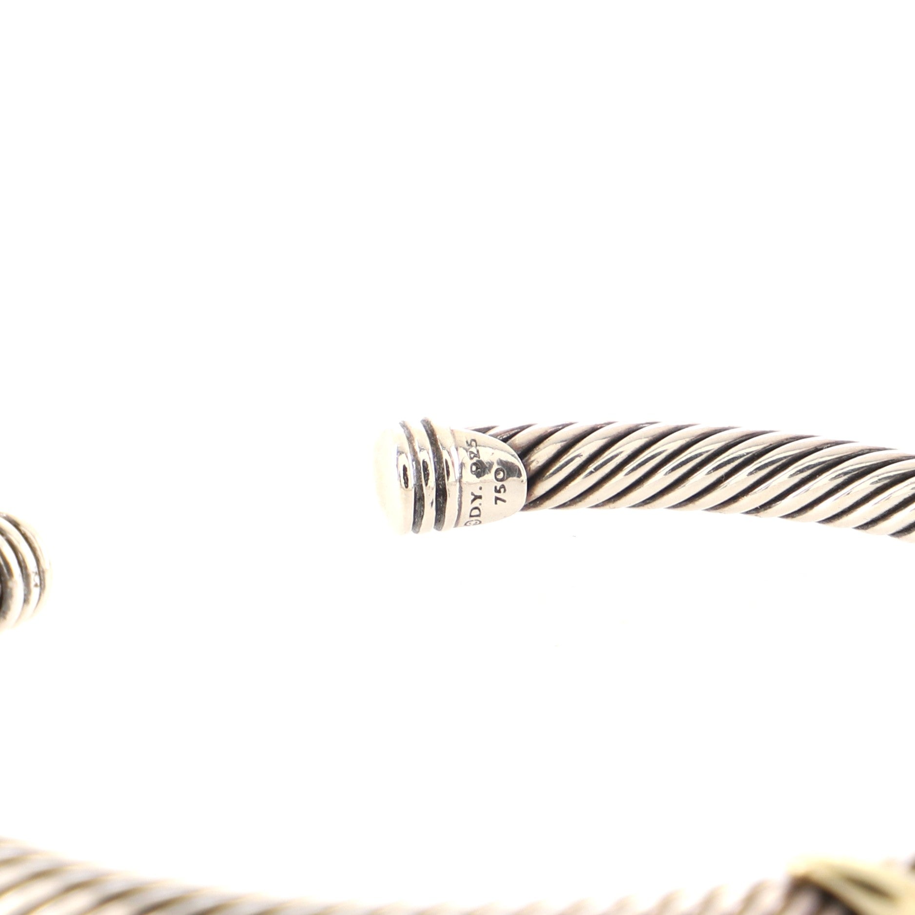 X Cable Bracelet Sterling Silver with 18K Yellow Gold 4mm