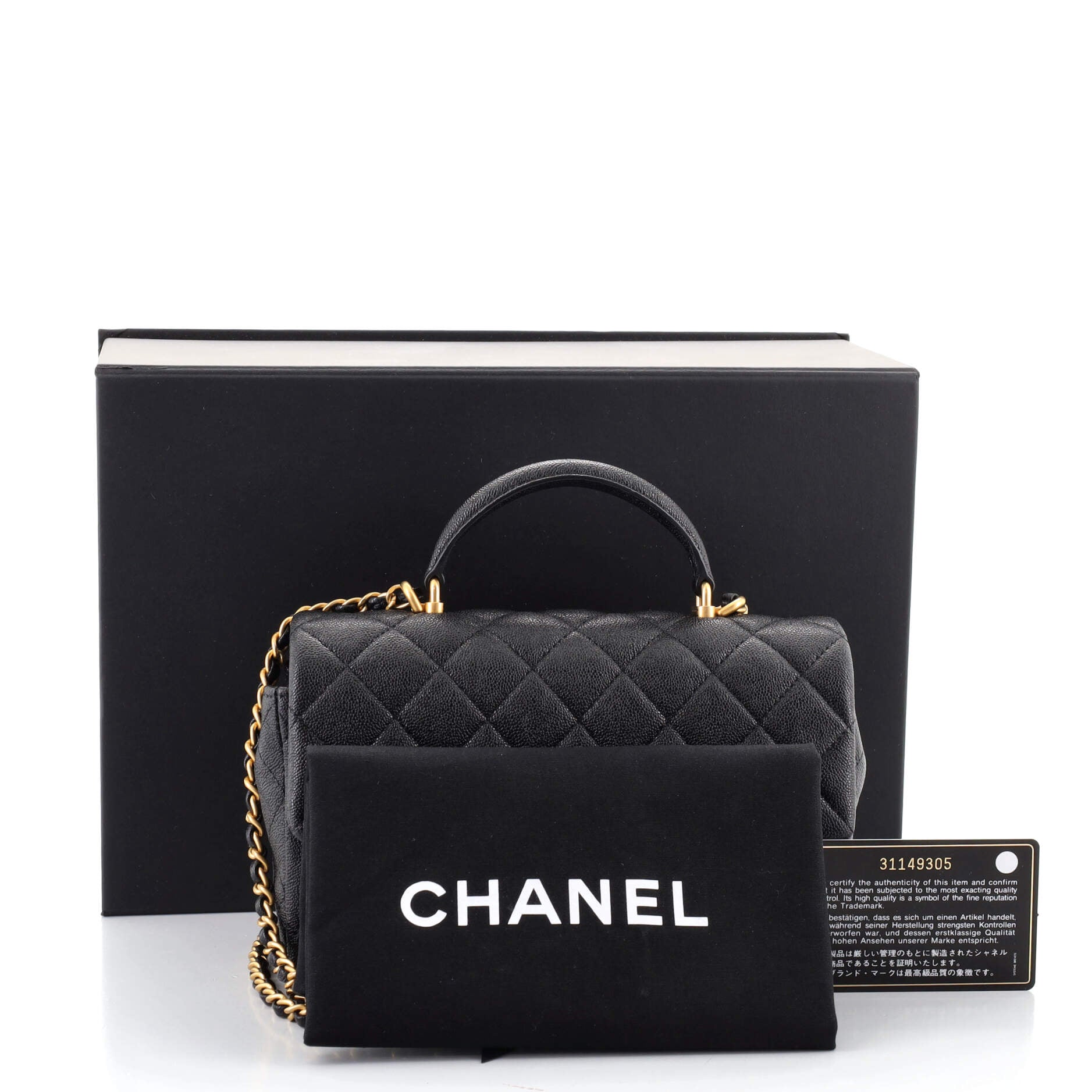 Classic Single Flap Top Handle Bag Quilted Caviar Mini