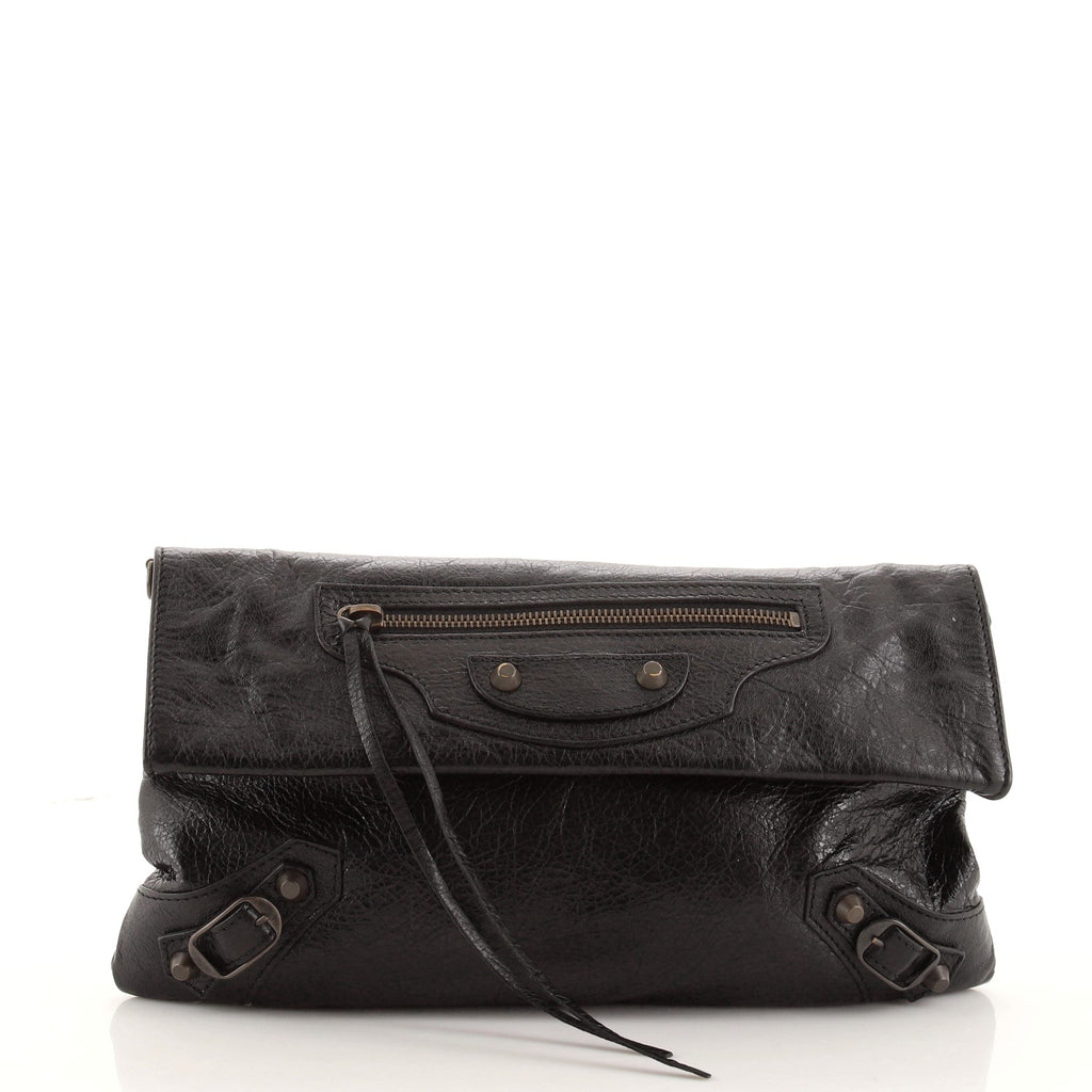 Classic Studs Envelope Strap Clutch Leather