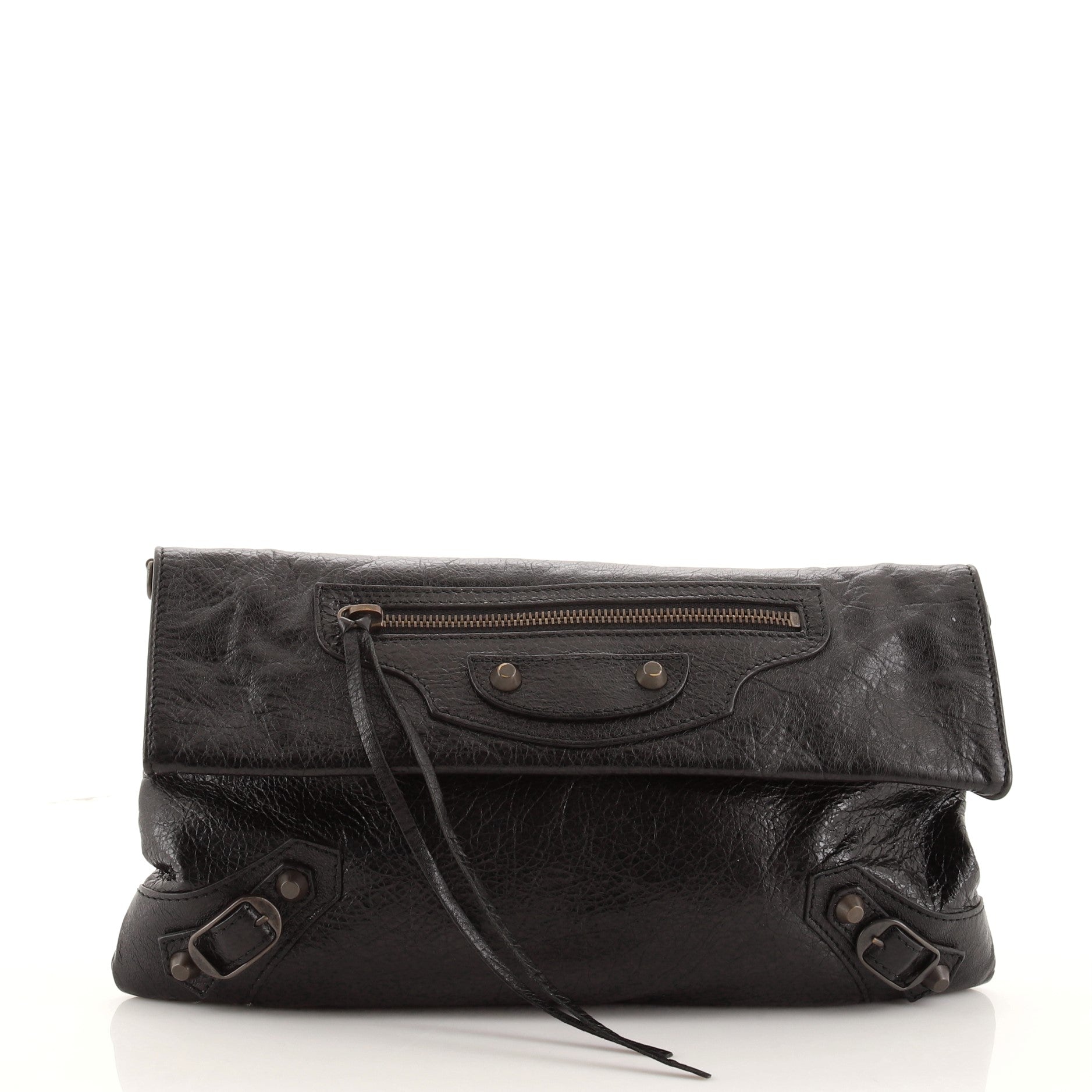 Classic Studs Envelope Strap Clutch Leather
