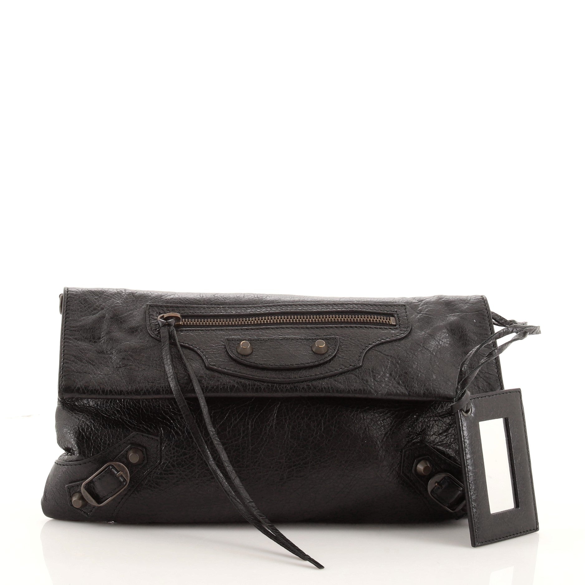 Classic Studs Envelope Strap Clutch Leather