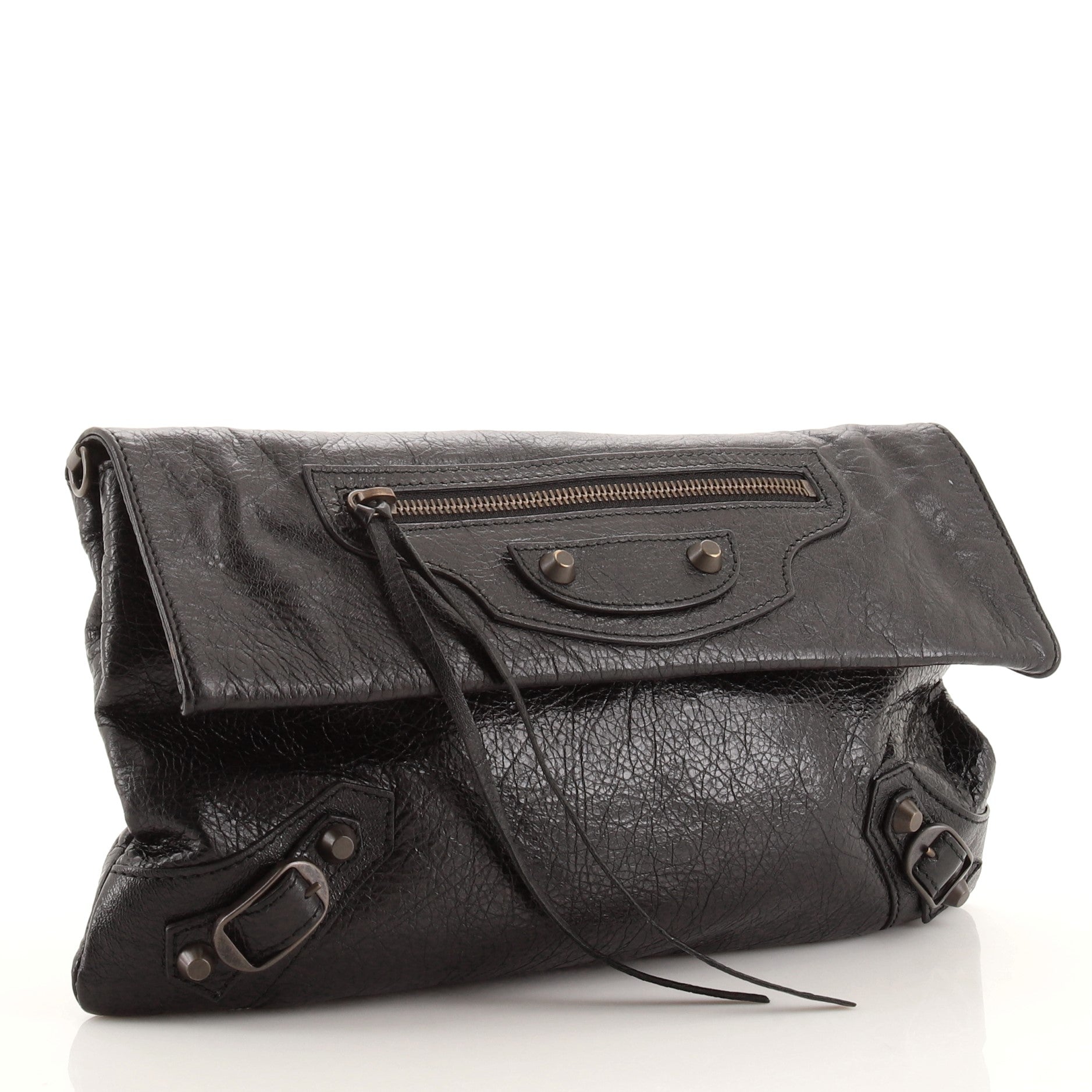 Classic Studs Envelope Strap Clutch Leather