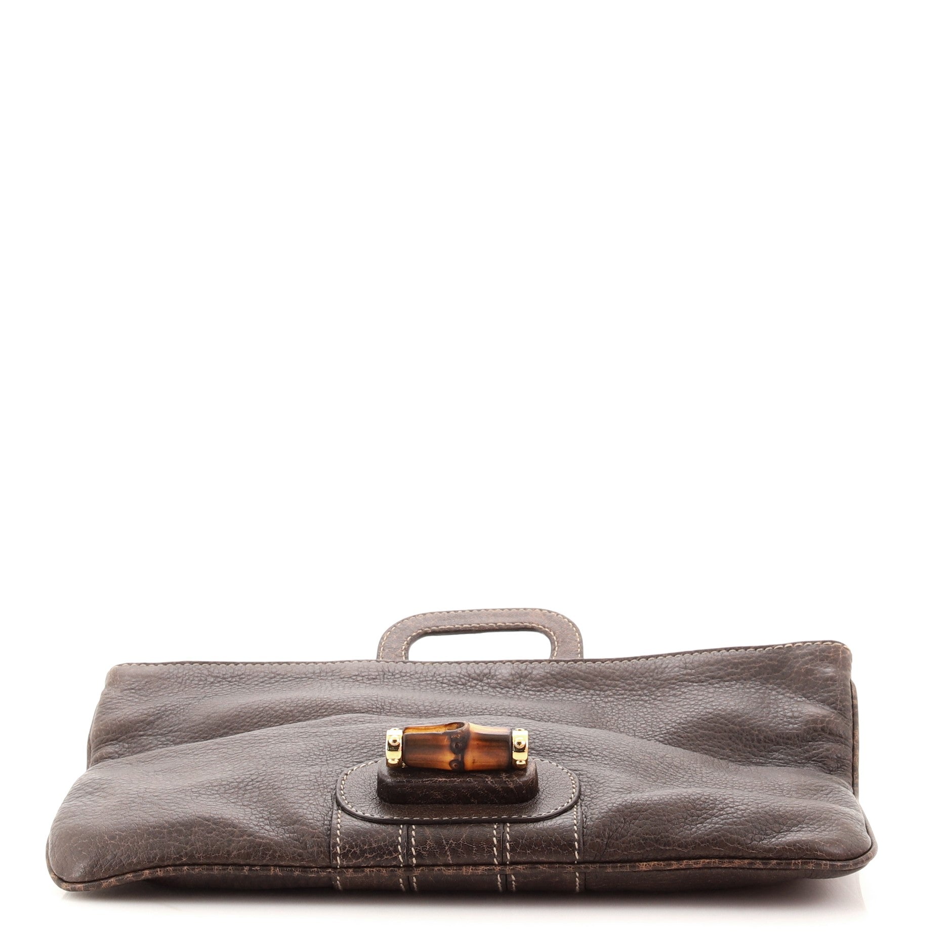 Lucy Fold-Over Bamboo Clutch Leather Medium