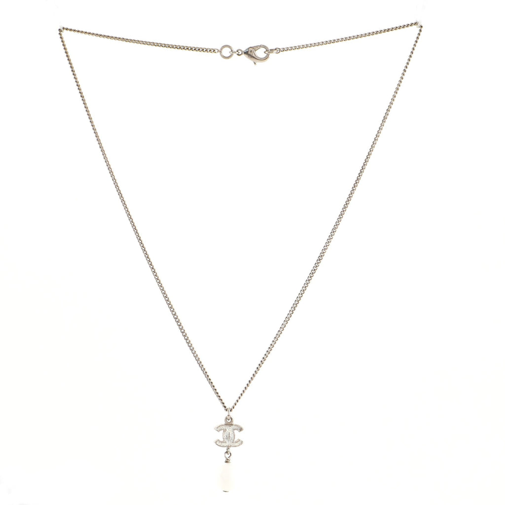 CC Drop Pendant Necklace Metal with Glittered Enamel and Bead