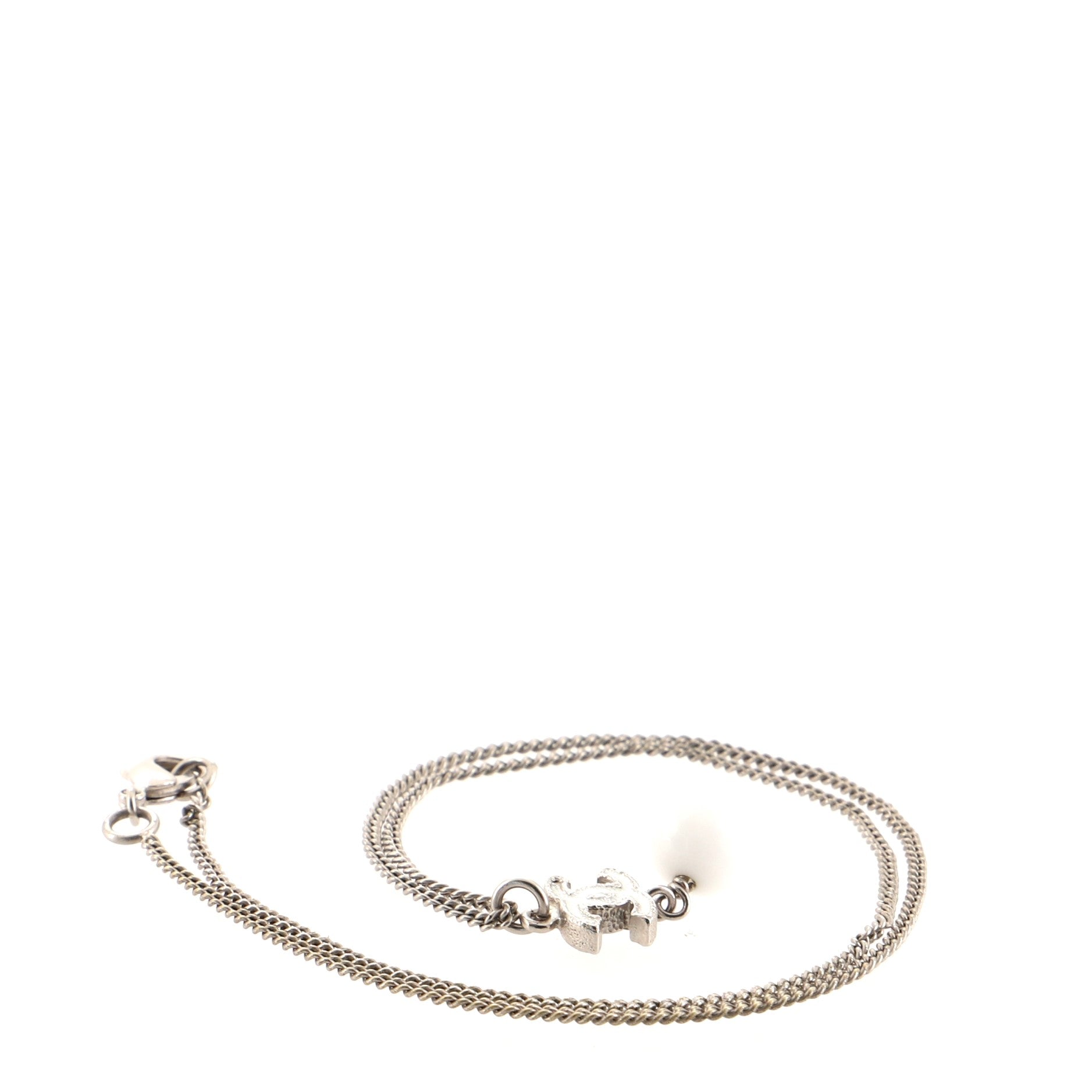 CC Drop Pendant Necklace Metal with Glittered Enamel and Bead