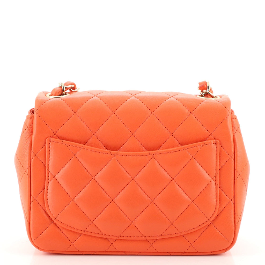 Square Classic Single Flap Bag Quilted Lambskin Mini