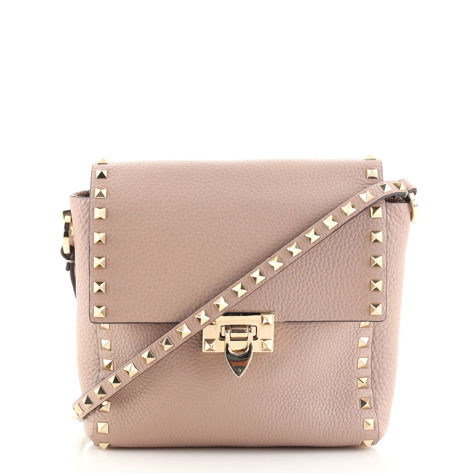 Rockstud Flip Lock Flap Messenger Bag Leather Mini