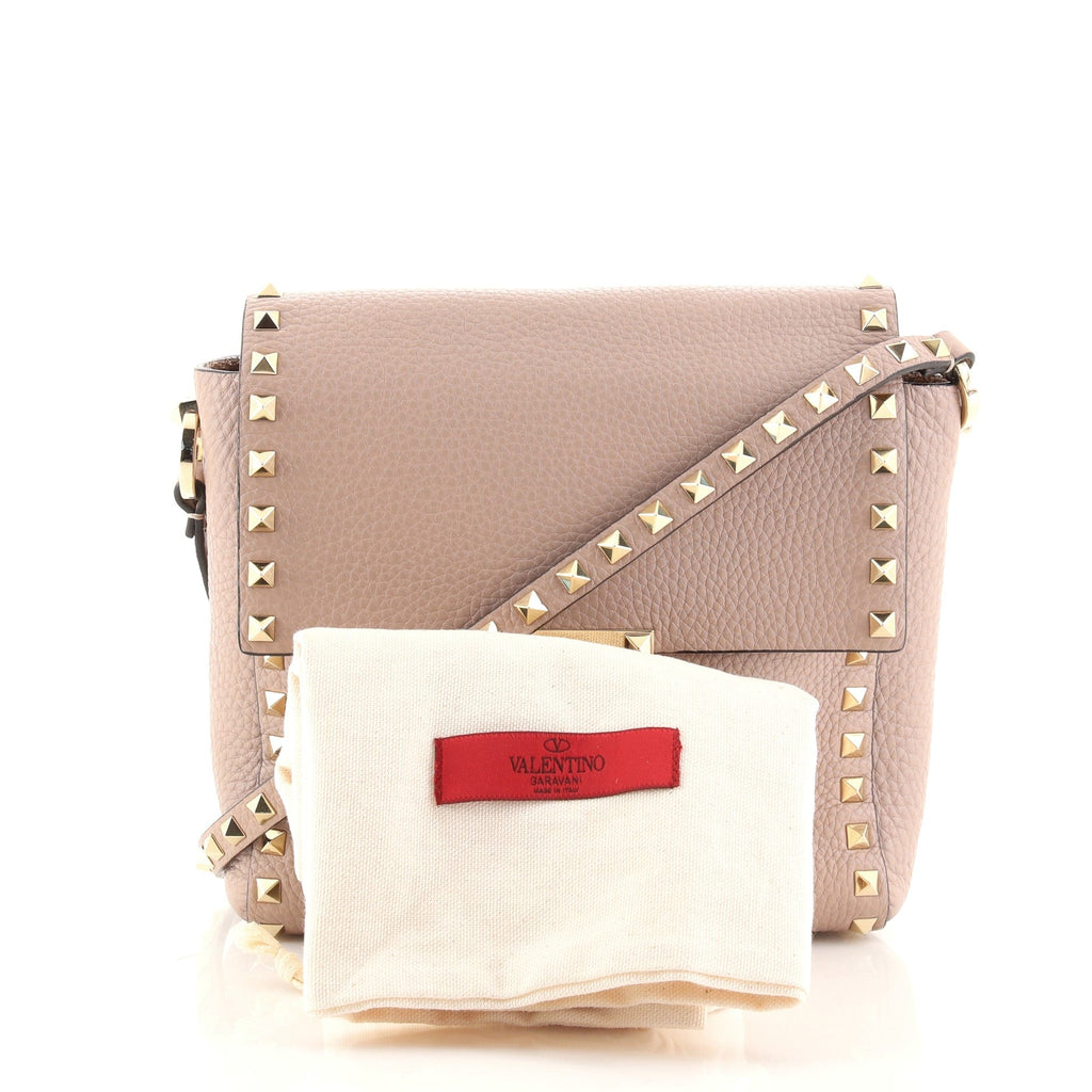 Rockstud Flip Lock Flap Messenger Bag Leather Mini