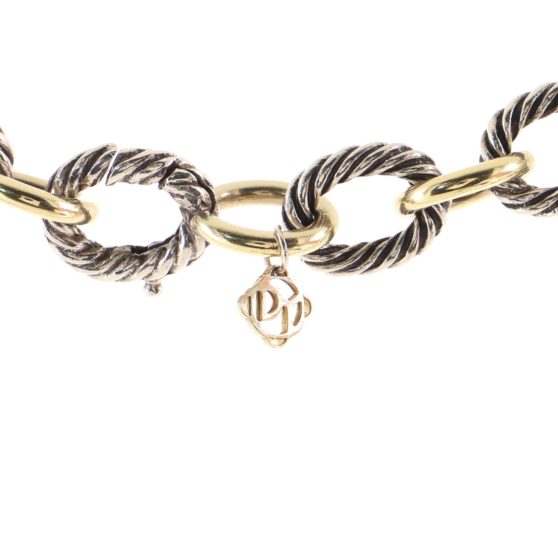 Oval Link Necklace Sterling Silver and 18K Yellow Gold Medium