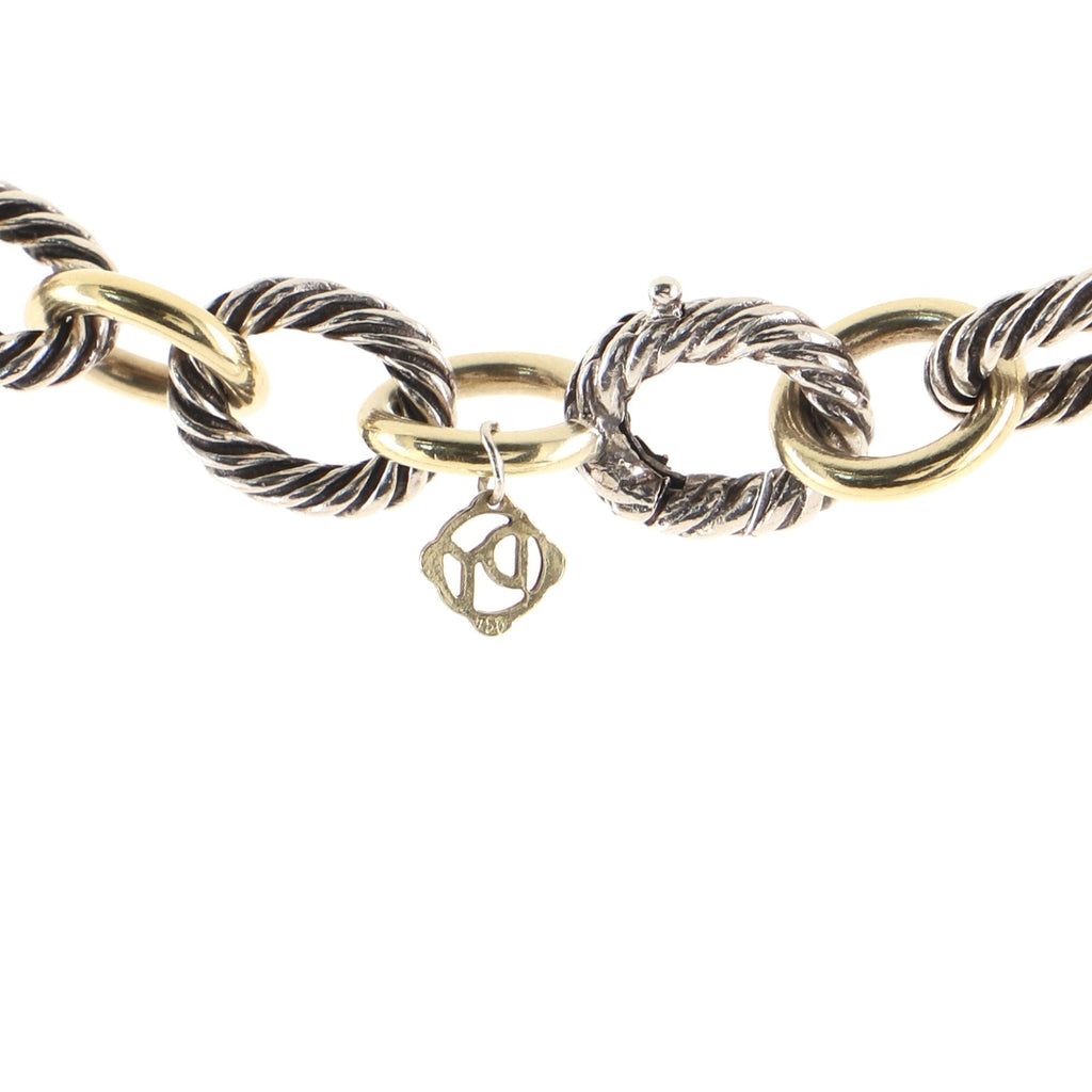 Oval Link Necklace Sterling Silver and 18K Yellow Gold Medium