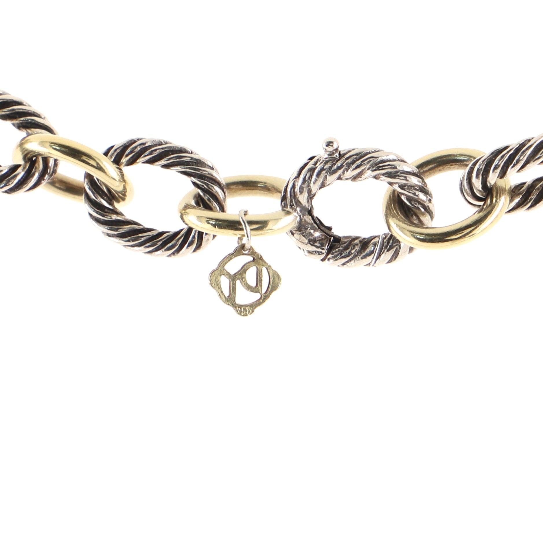 Oval Link Necklace Sterling Silver and 18K Yellow Gold Medium