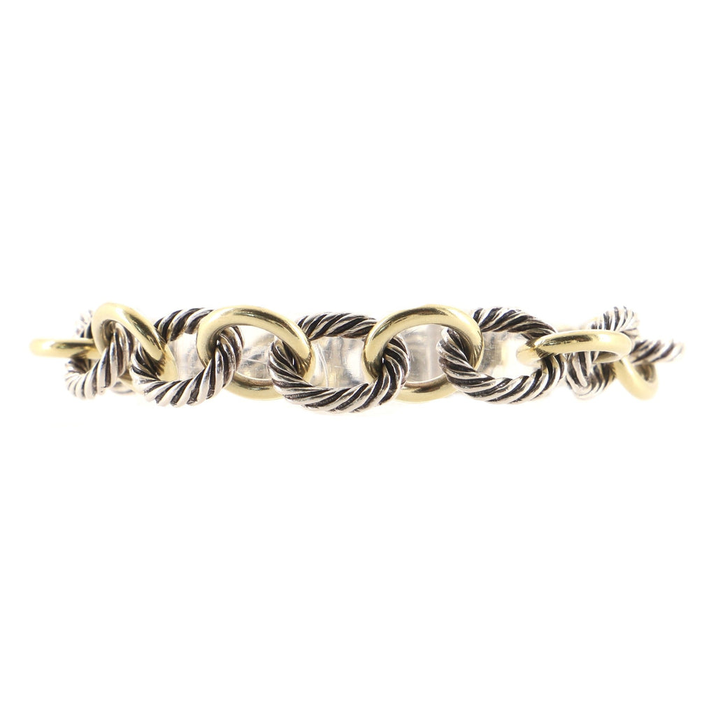 Oval Link Bracelet Sterling Silver and Plated 18K Yellow Gold 12mm