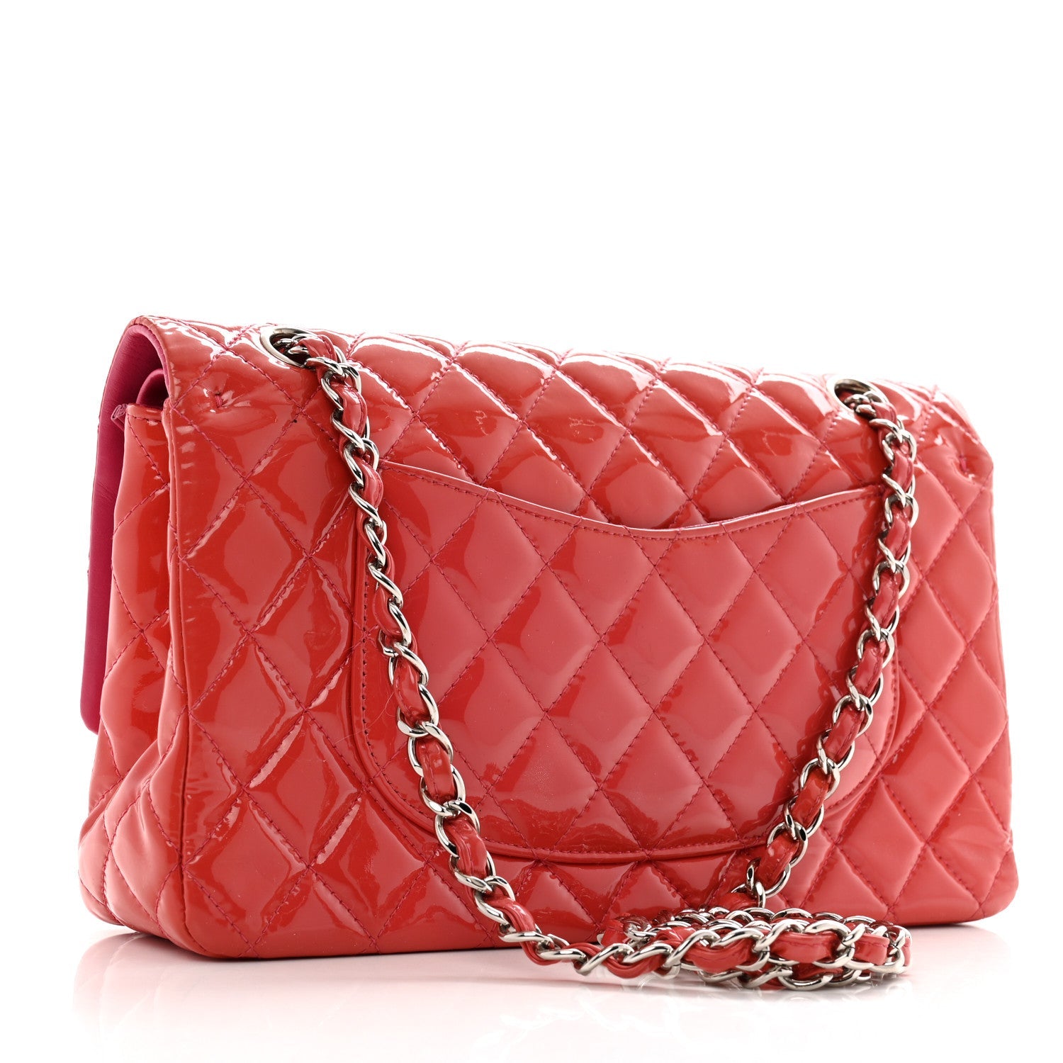 Patent Quilted Medium Double Flap Pink