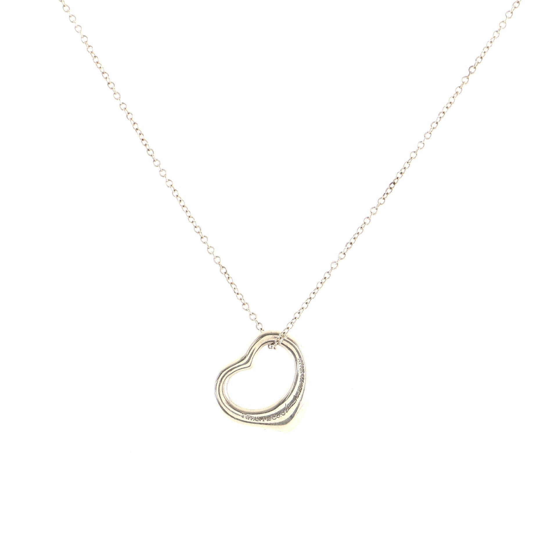 Elsa Peretti Open Heart Pendant Necklace Sterling Silver 16mm