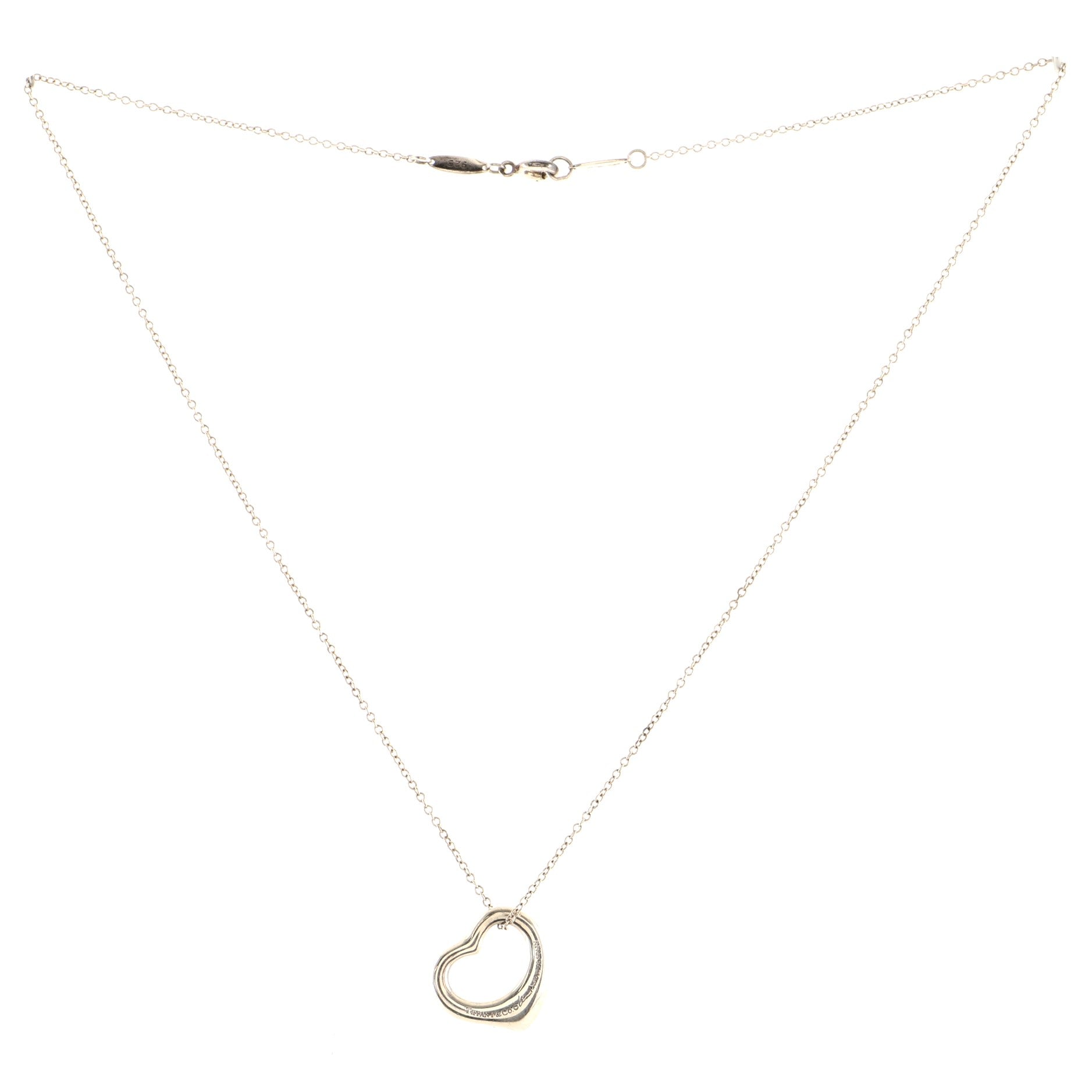 Elsa Peretti Open Heart Pendant Necklace Sterling Silver 16mm