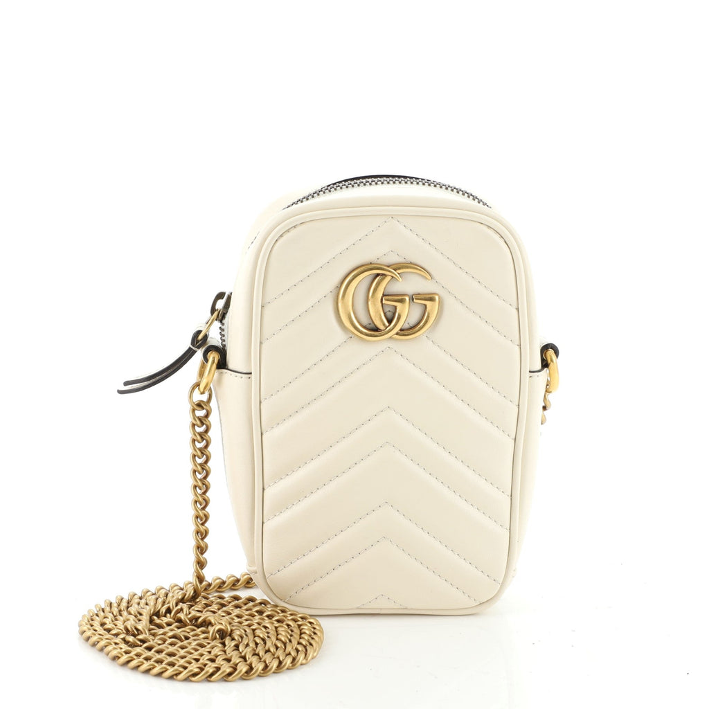 GG Marmont Vertical Phone Crossbody Bag Matelasse Leather Mini