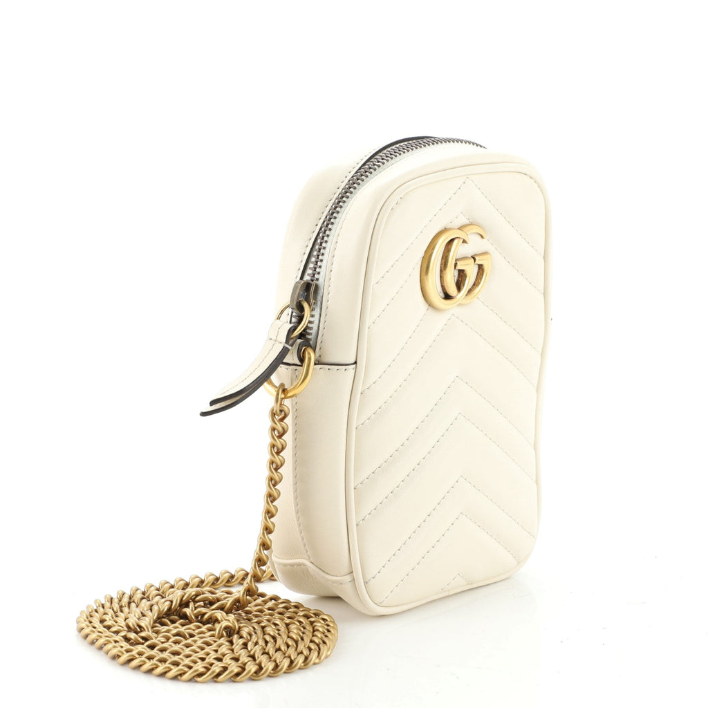 GG Marmont Vertical Phone Crossbody Bag Matelasse Leather Mini
