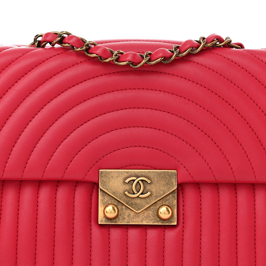 Lambskin Borse Romane Single Flap Dark Pink