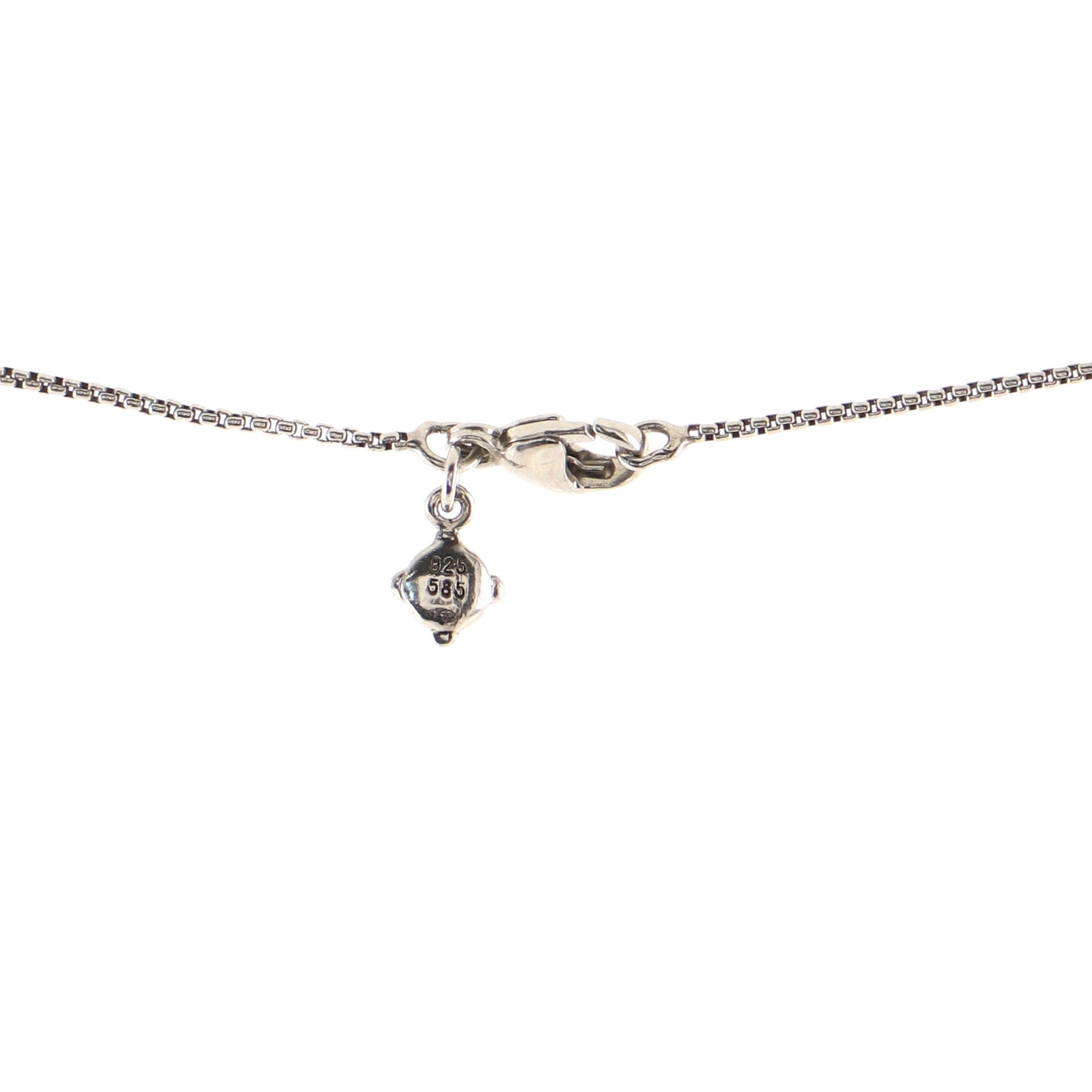 Crossover Circle Pendant Necklace Sterling Silver and 14K White Gold with Diamonds