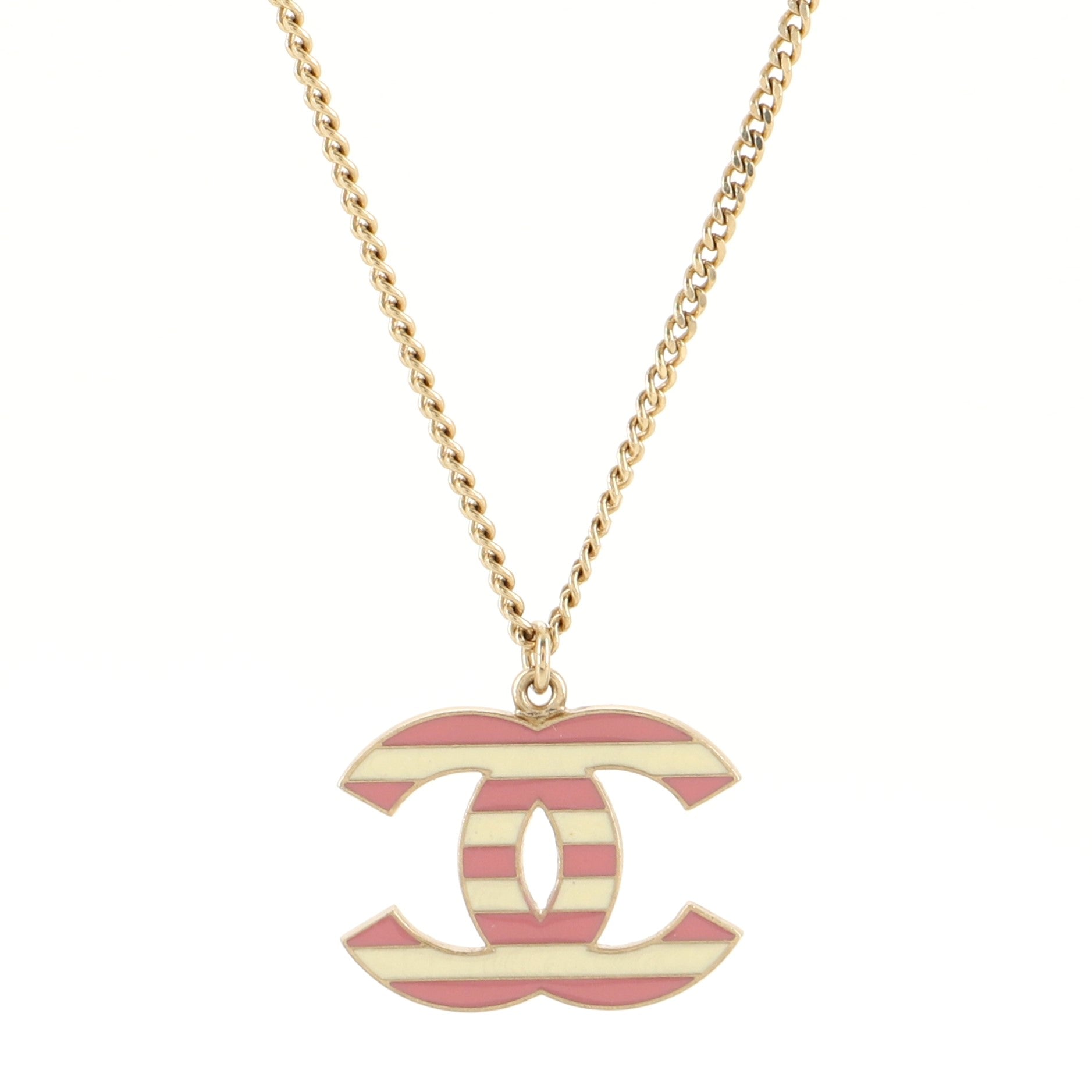 CC Pendant Necklace Metal with Enamel