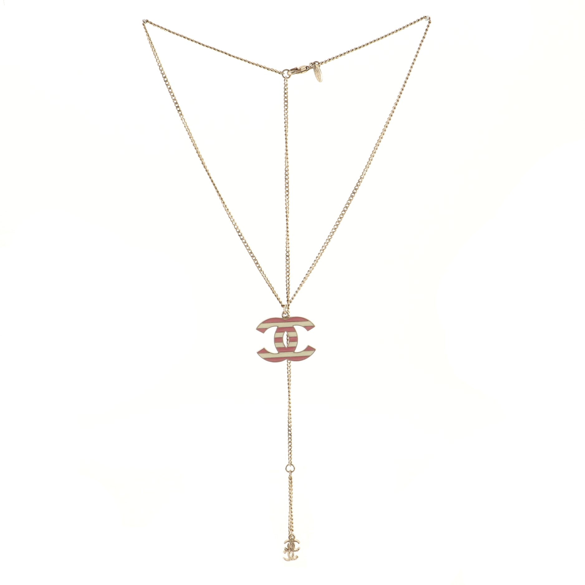 CC Pendant Necklace Metal with Enamel