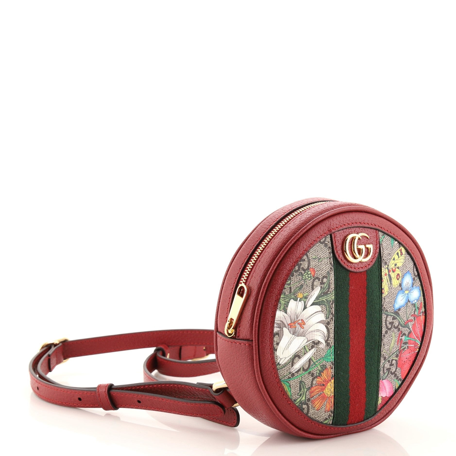 Ophidia Round Backpack Flora GG Coated Canvas Mini