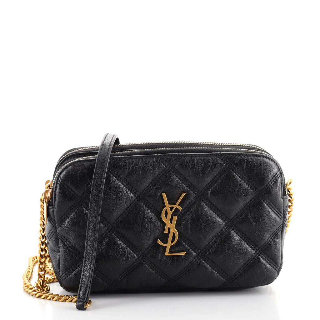 Becky Double Zip Crossbody Pouch Quilted Leather Mini