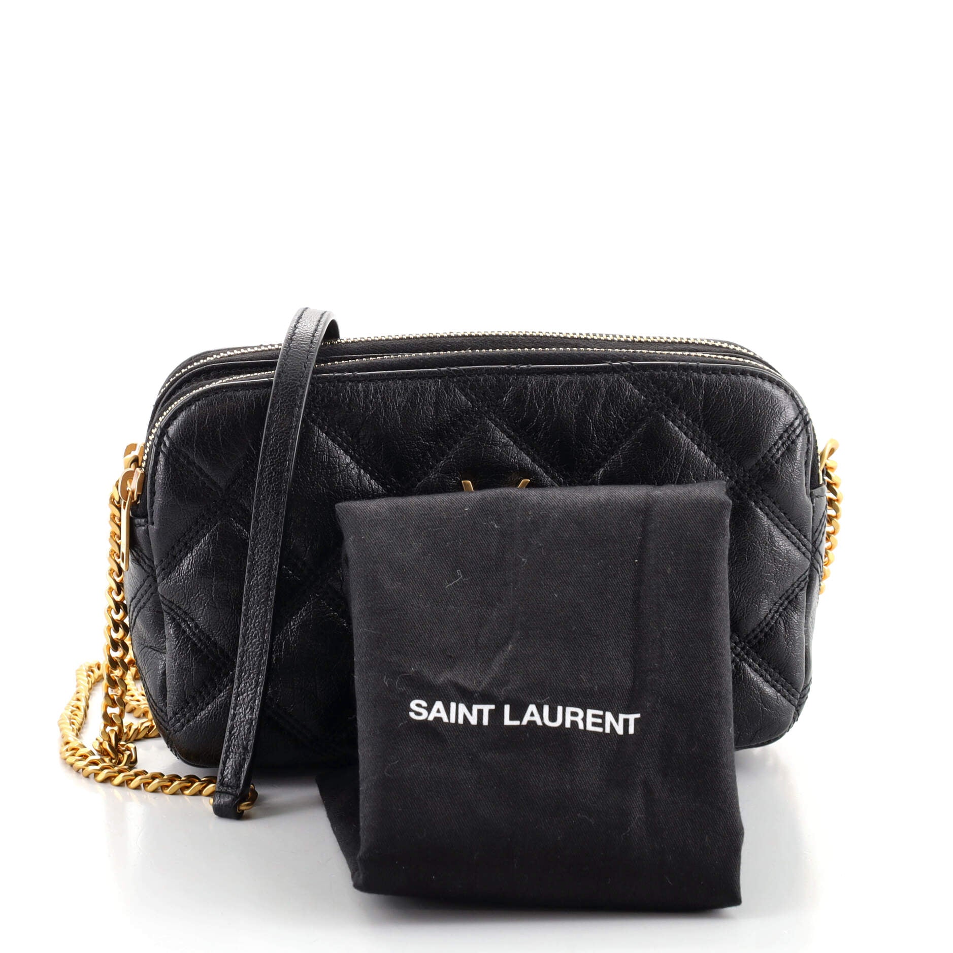 Becky Double Zip Crossbody Pouch Quilted Leather Mini