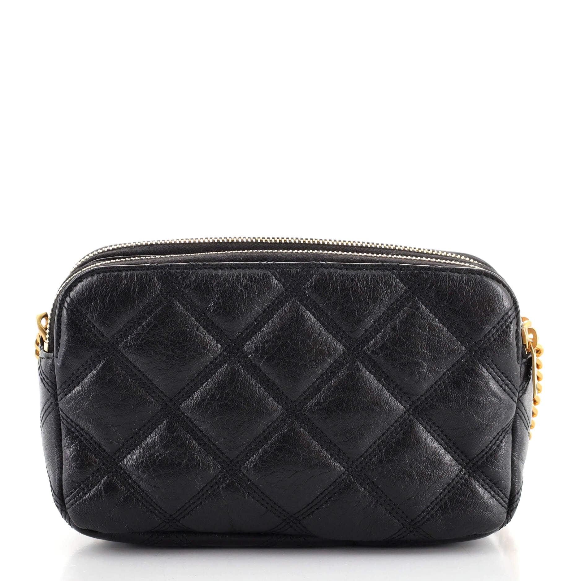 Becky Double Zip Crossbody Pouch Quilted Leather Mini