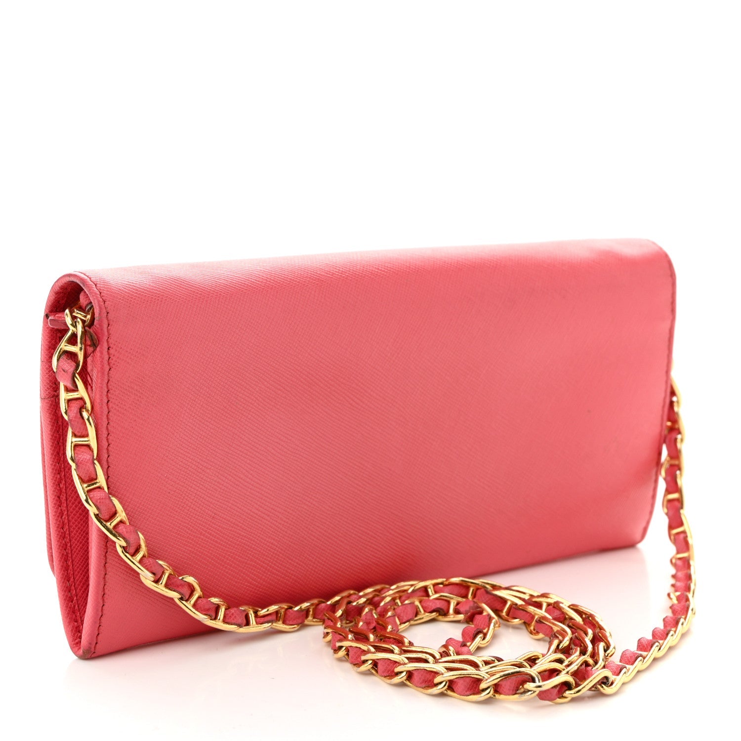 Saffiano Metal Oro Chain Wallet Peonia