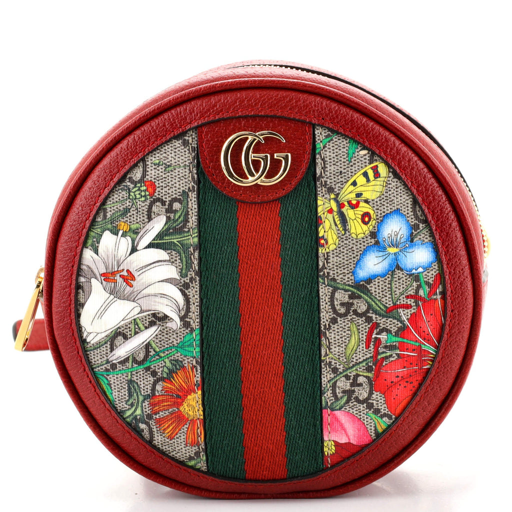Ophidia Round Backpack Flora GG Coated Canvas Mini
