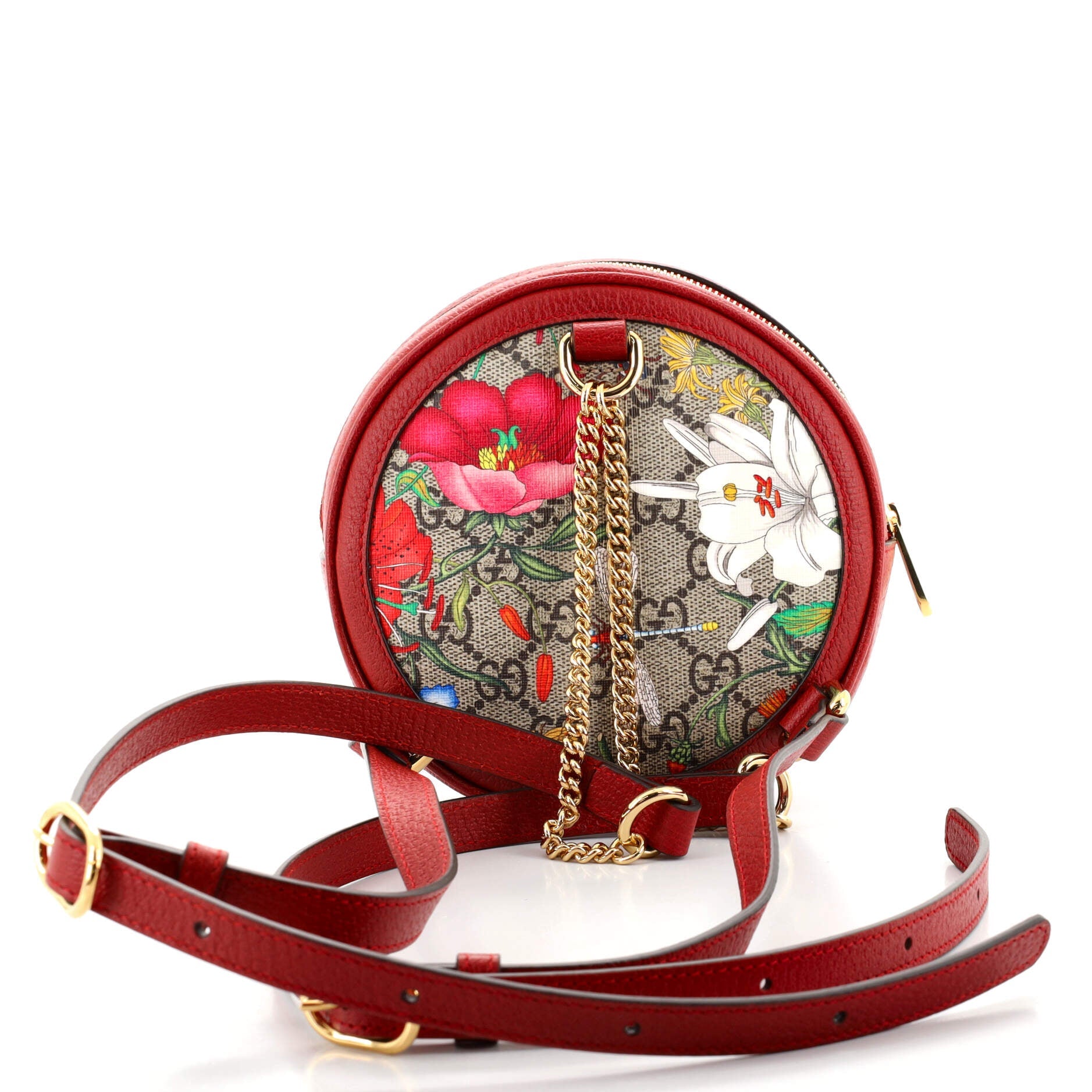 Ophidia Round Backpack Flora GG Coated Canvas Mini