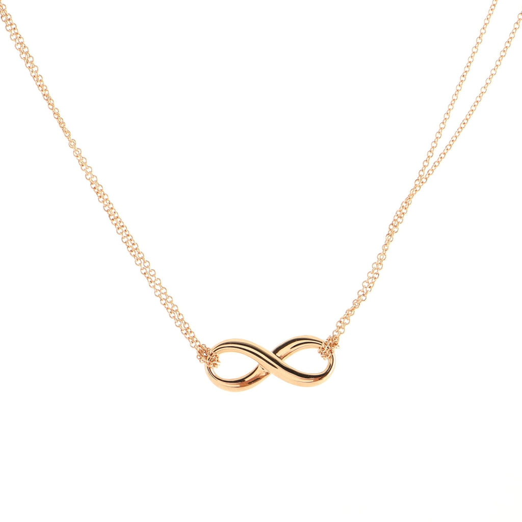 Infinity Double Chain Pendant Necklace 18K Rose Gold